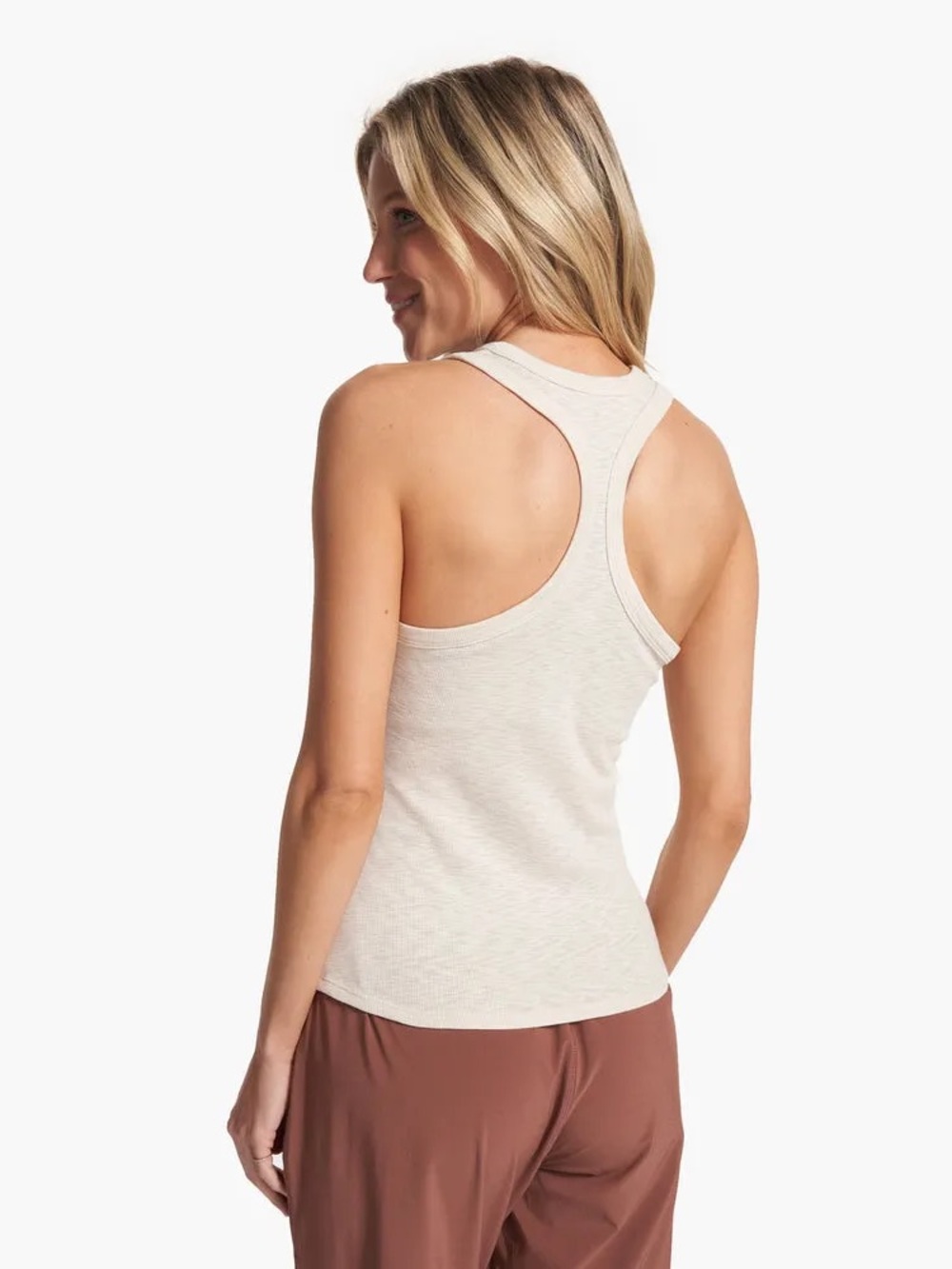 Vuori Women's Sunrise High Neck Tank Oatmeal Tan Medium